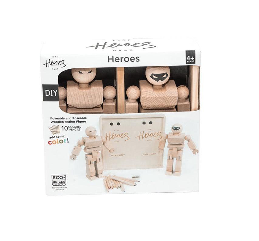 Once Kids Create Your Own Wood Action Figure 2 pack Color Craft