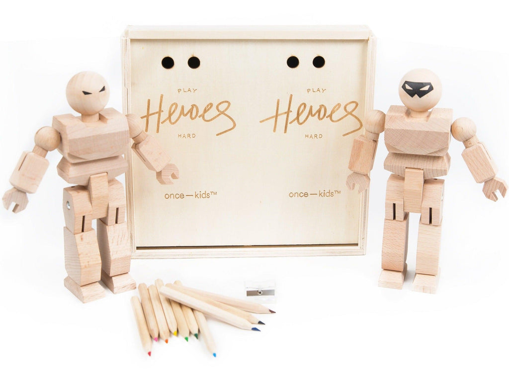 Once Kids Create Your Own Wood Action Figure 2 pack Color Craft