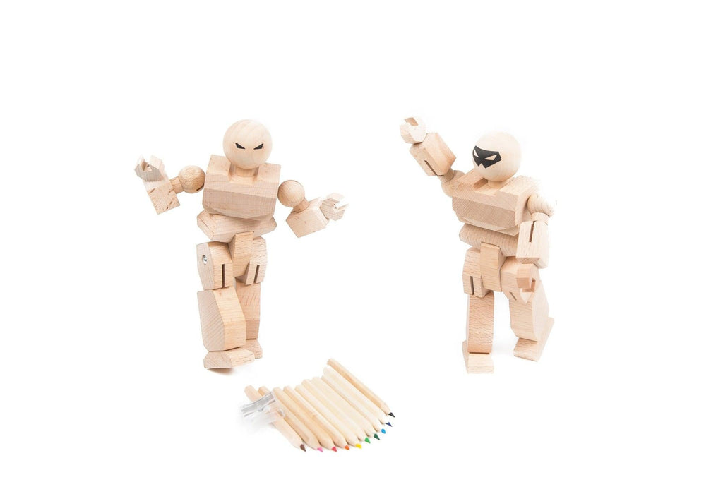 Once Kids Create Your Own Wood Action Figure 2 pack Color Craft