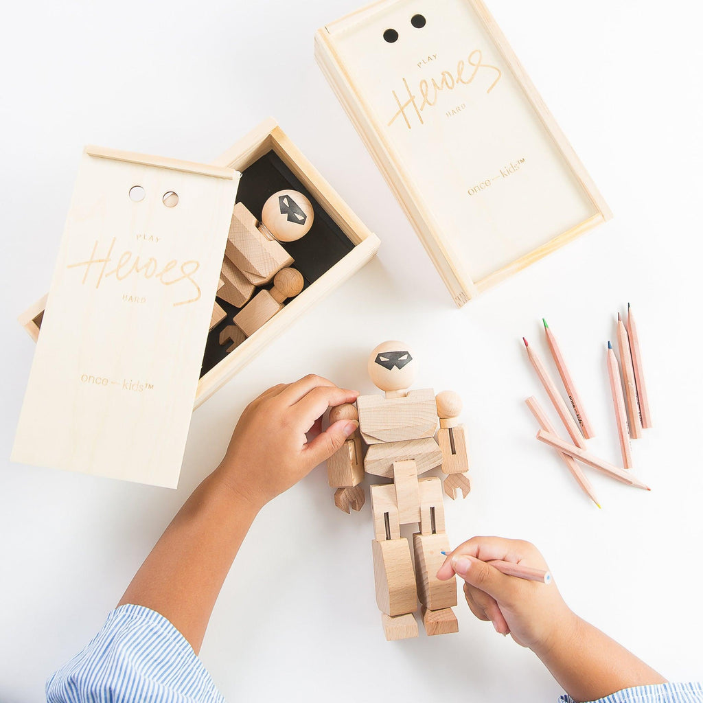 Once Kids Create Your Own Wood Action Figure Color Kit Designer Toy