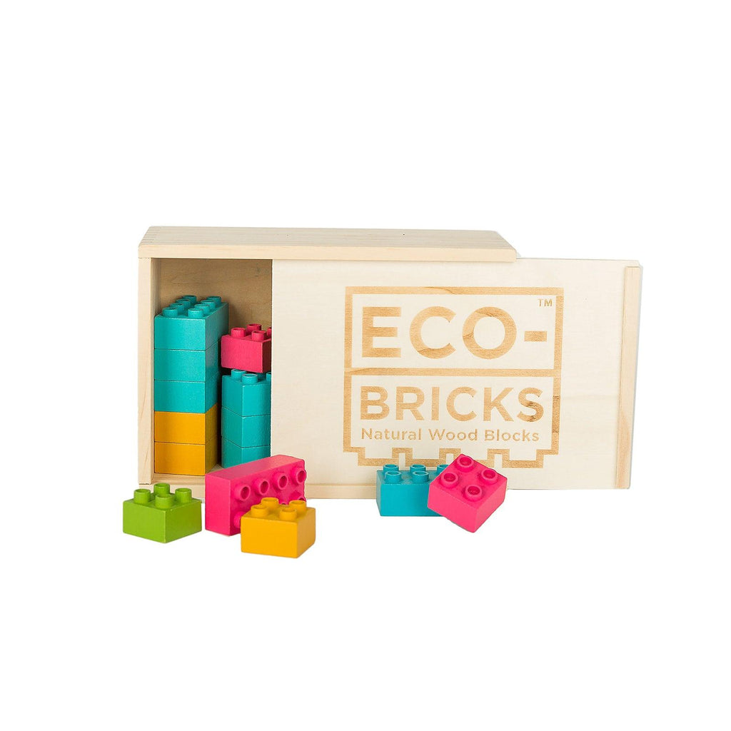 Eco Bricks Plus Color Wood Bricks Toddler Safe Building Sets