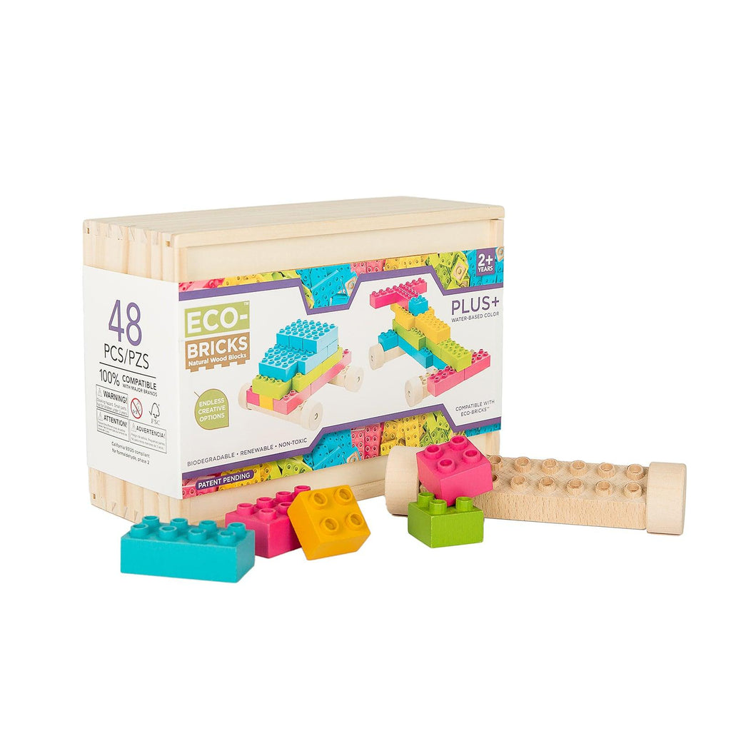 Eco-Bricks Plus+ Size Color Wood Bricks | Natural Toys
