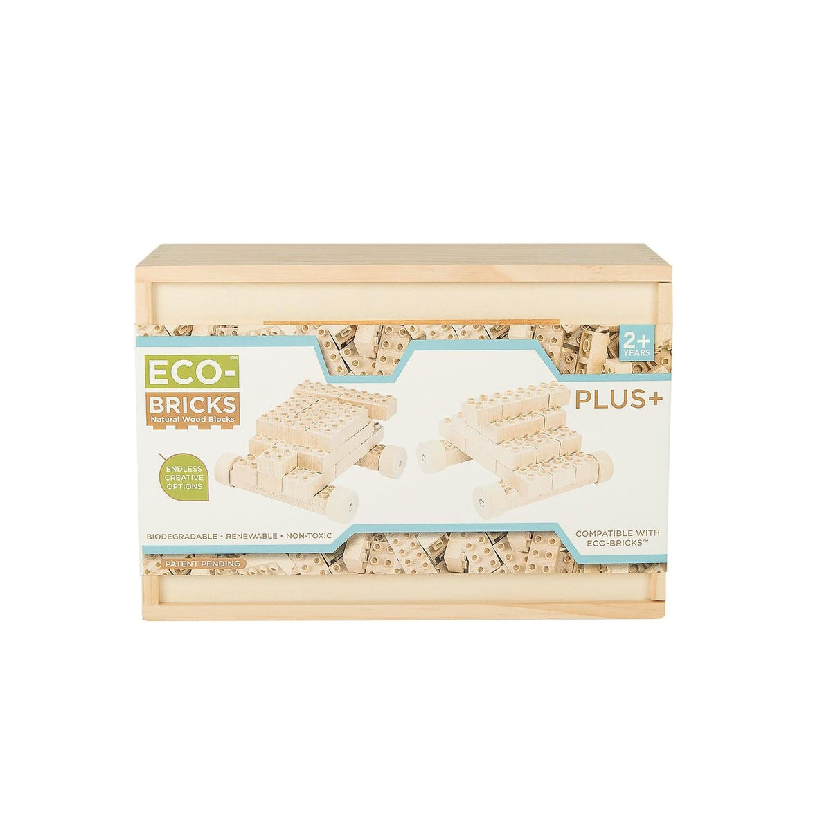Eco-Bricks Plus+ Wood Bricks Set | Natural Pre-school Blocks