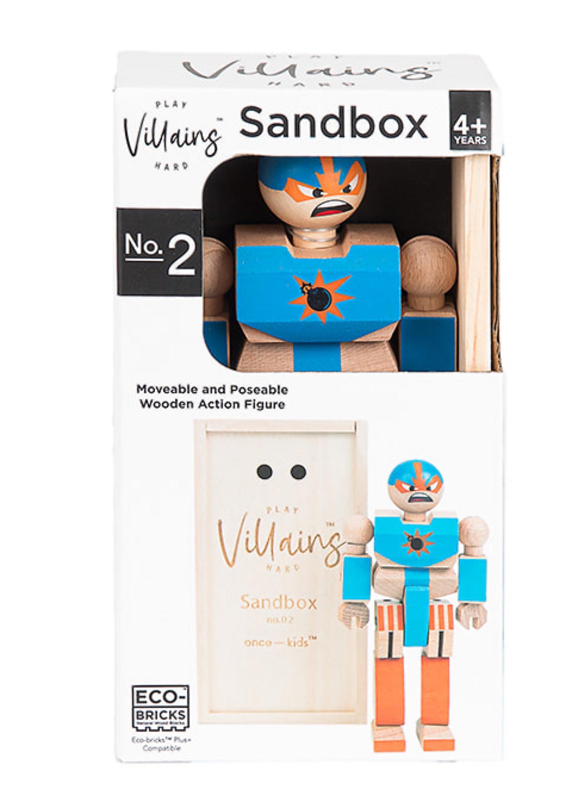 Playhard Villains Wooden Action Figure #2 - Sandbox - Eco-Friendly